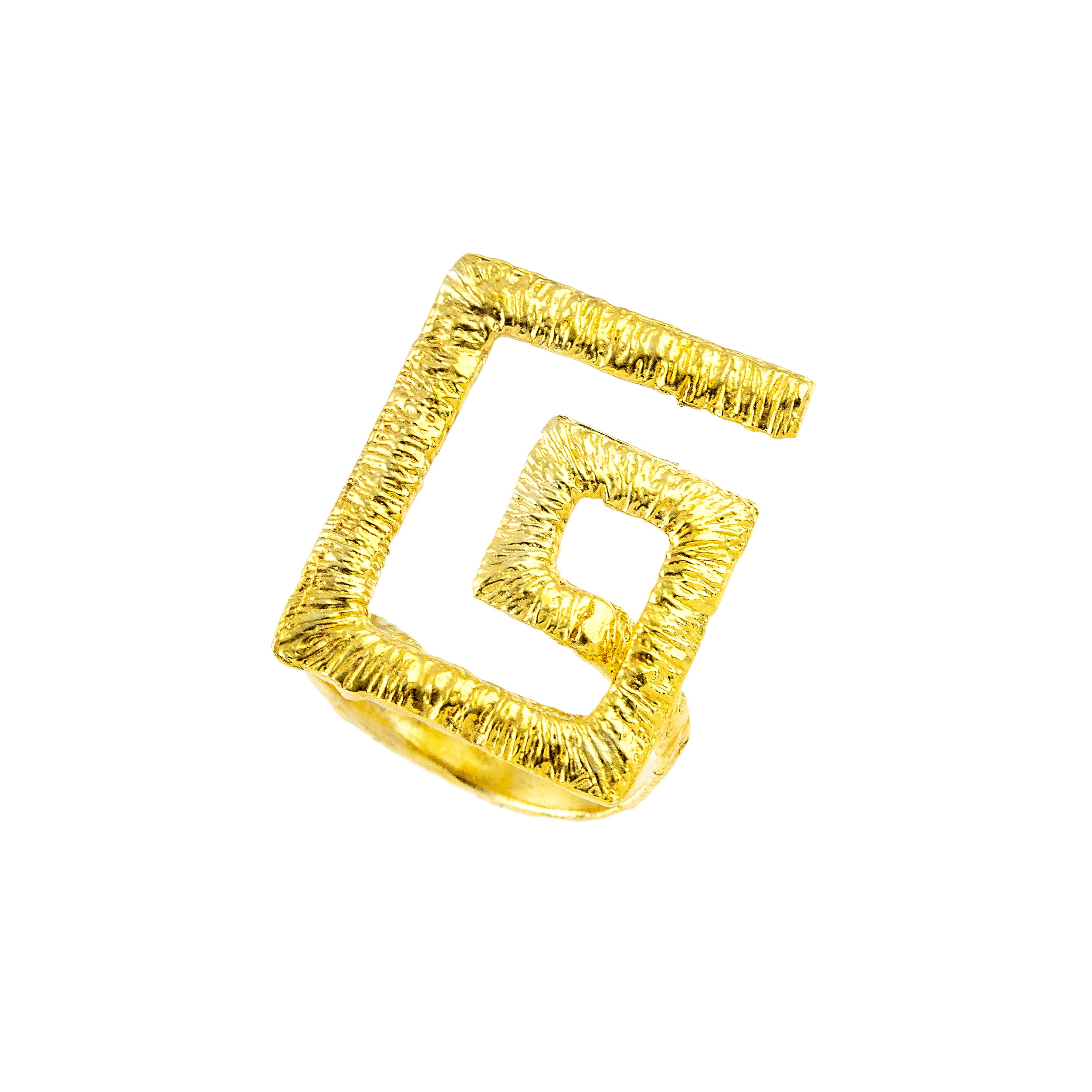 RING GOLD PLATED SILVER 925° GRECA DESIGN
