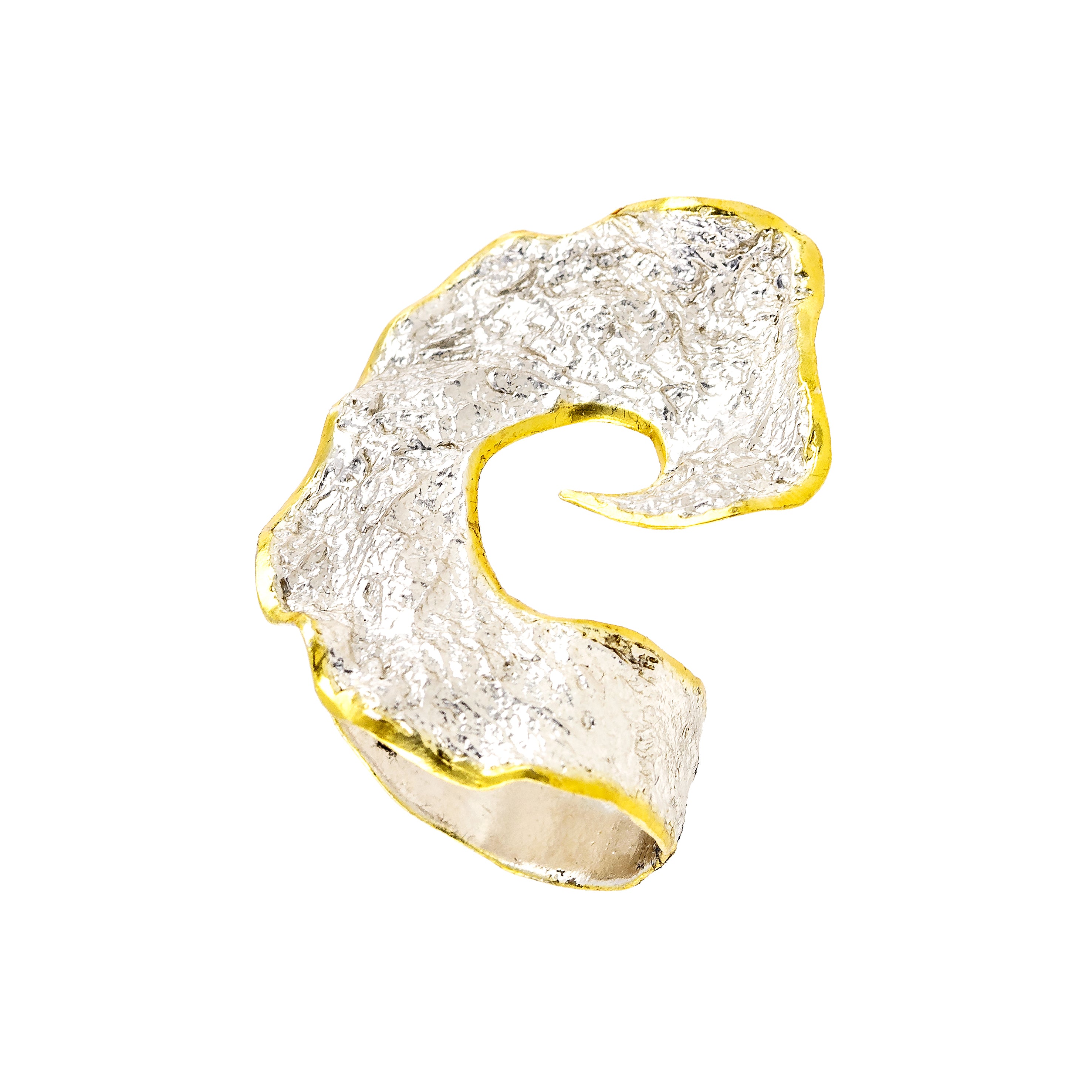 925° SILVER RING WITH GOLD-PLATED DETAILS