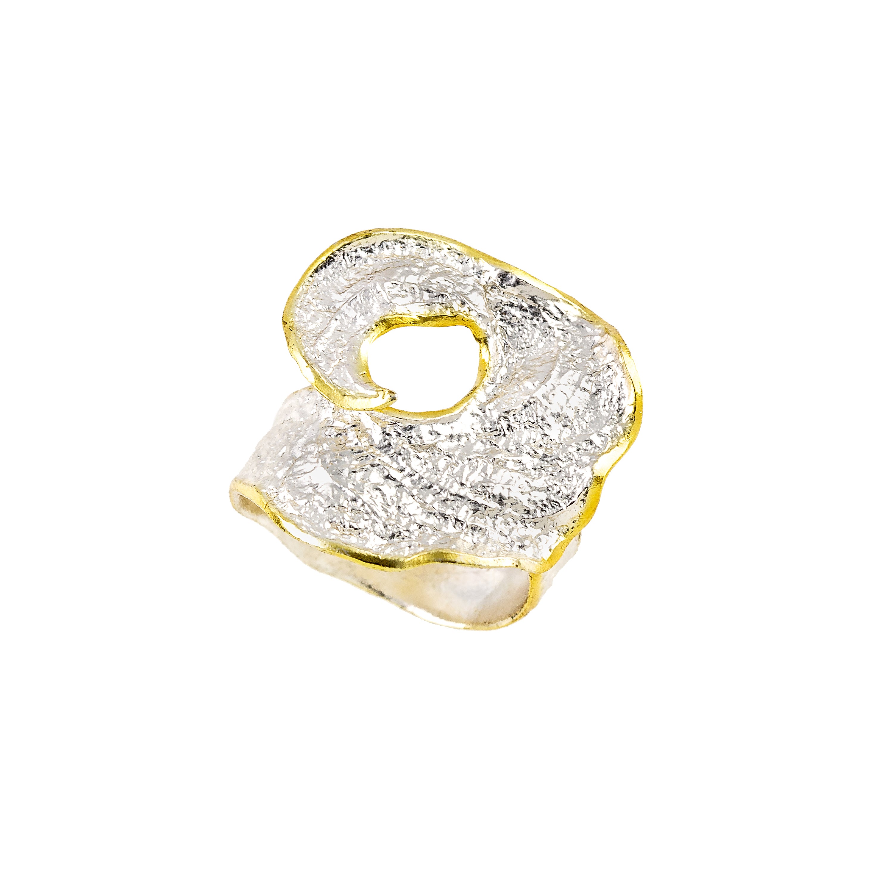 925° SILVER RING WITH GOLD-PLATED DETAILS