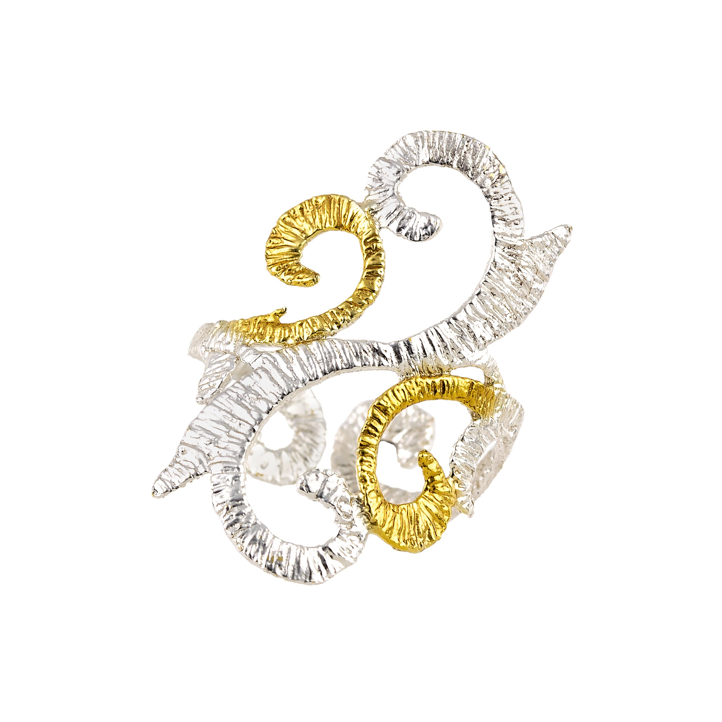 925° SILVER RING WITH GOLD-PLATED DETAILS