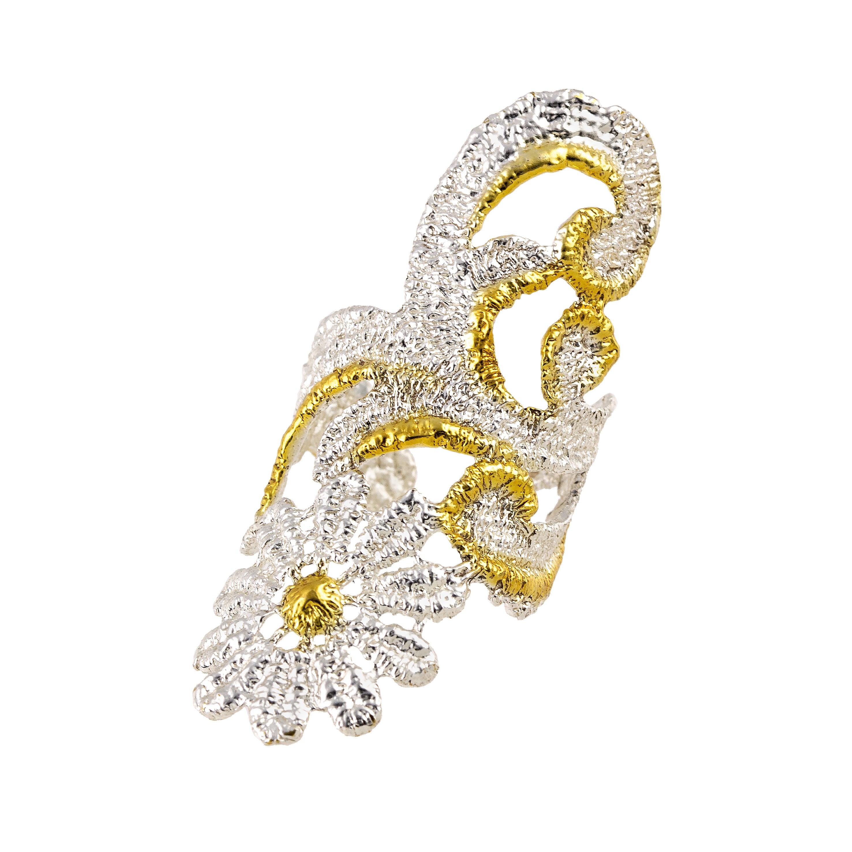 925° SILVER RING WITH GOLD-PLATED DETAILS