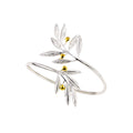 OPEN BRACELET SILVER 925° OLIVE DESIGN WITH GOLD-PLATED DETAILS