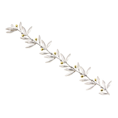 HINGED BRACELET STERLING SILVER 925° OLIVE DESIGN WITH GOLD PLATED DETAILS