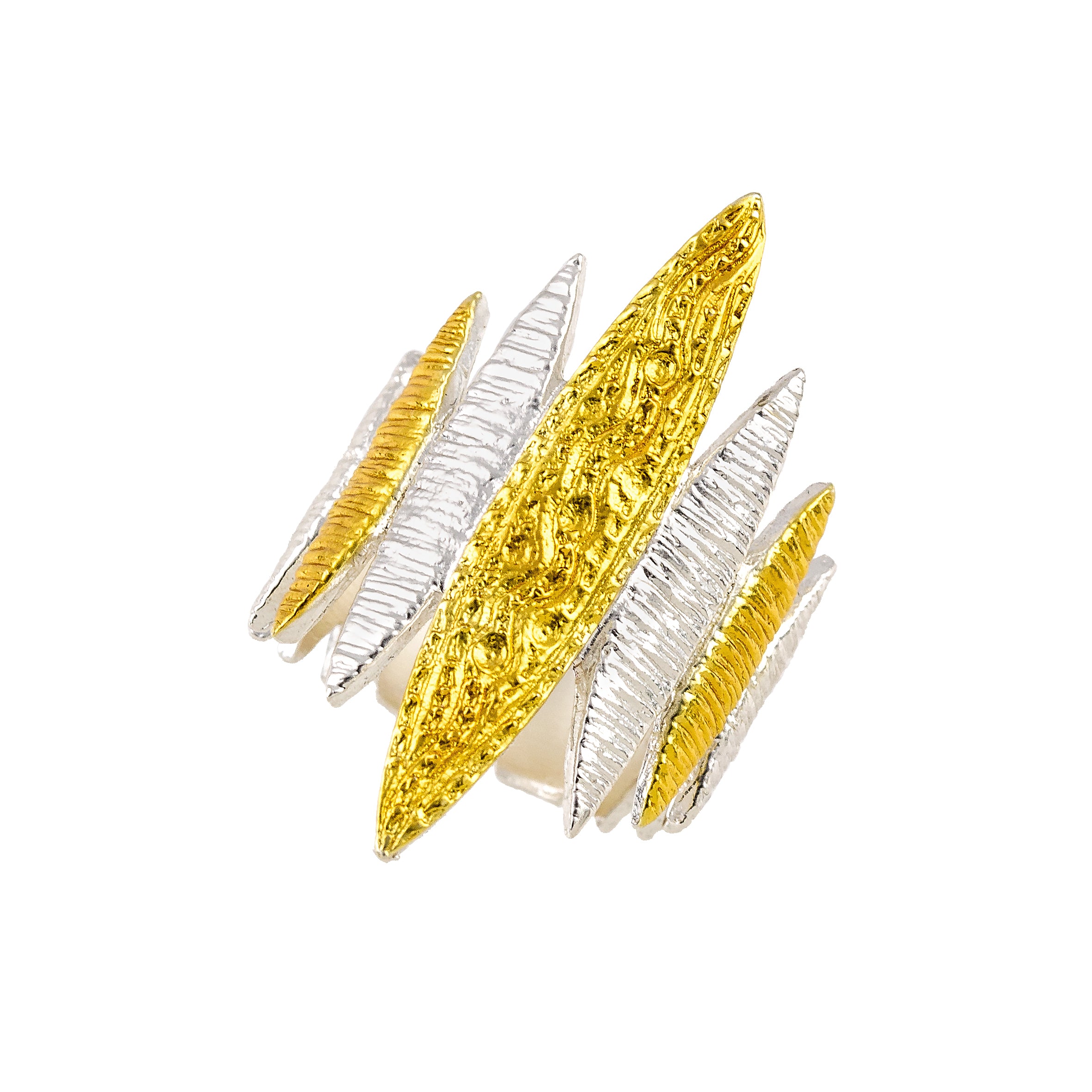 925° SILVER RING WITH GOLD-PLATED DETAILS