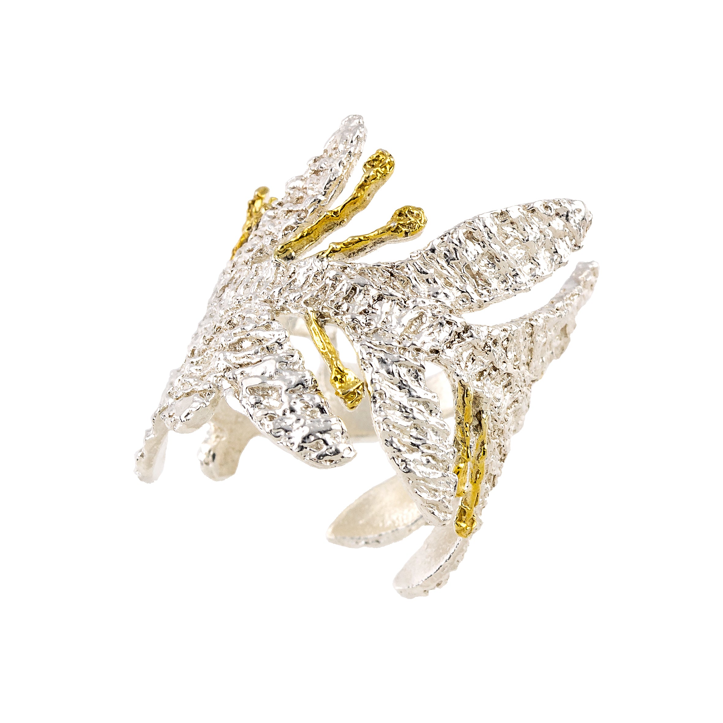 925° SILVER RING WITH GOLD-PLATED DETAILS