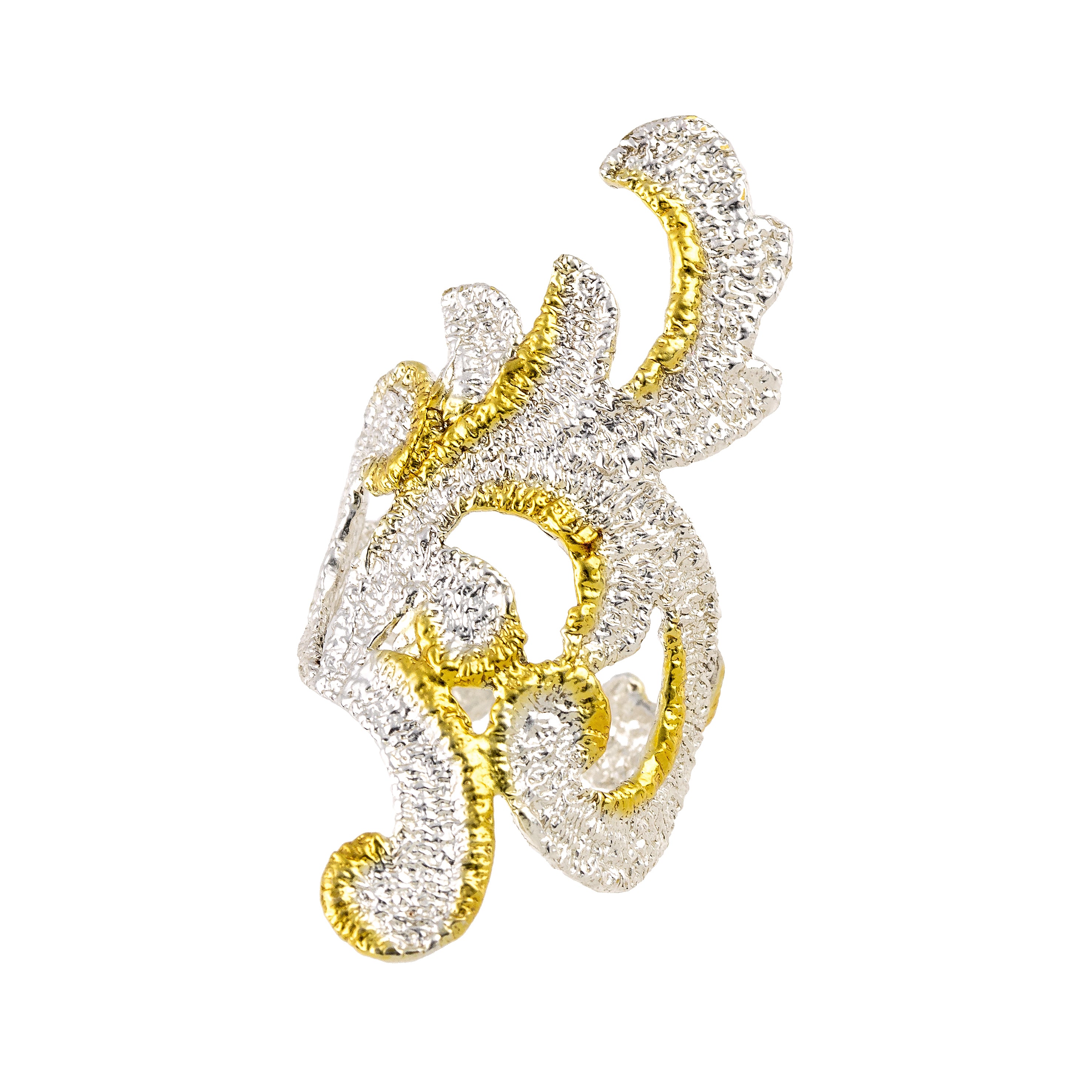 925° SILVER RING WITH GOLD-PLATED DETAILS