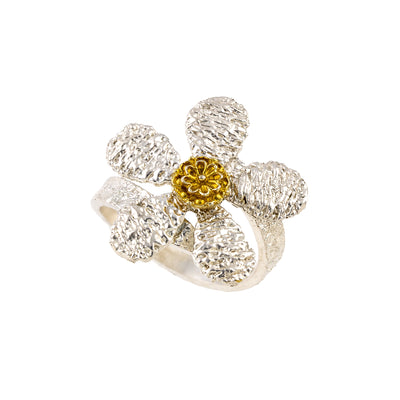 925° SILVER RING WITH GOLD-PLATED DETAILS
