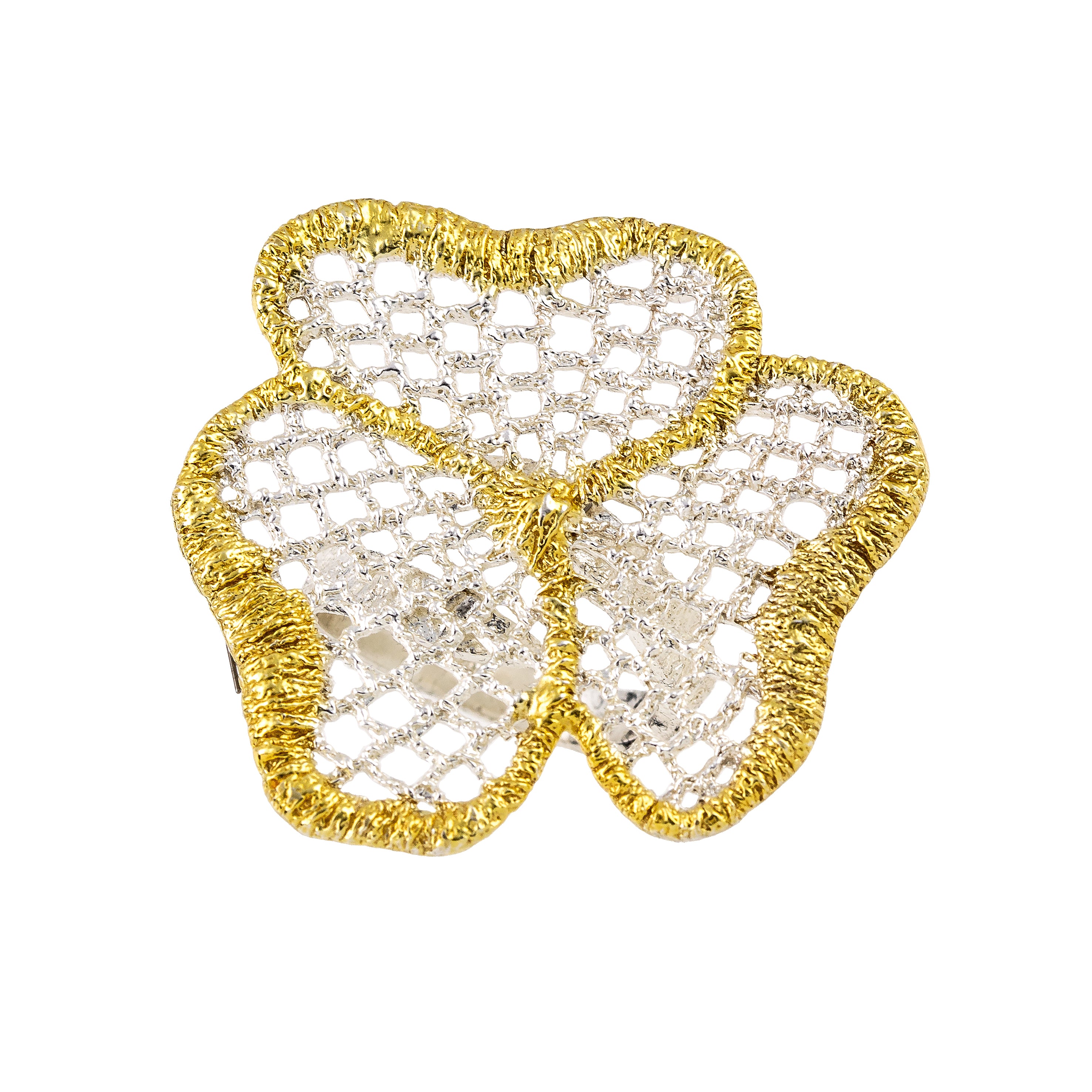 RING SILVER 925° FLOWER DESIGN WITH GOLD PLATED DETAILS