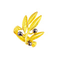 925° SILVER GOLD PLATED RING OLIVE DESIGN WITH BLACK PLATINUM DETAILS