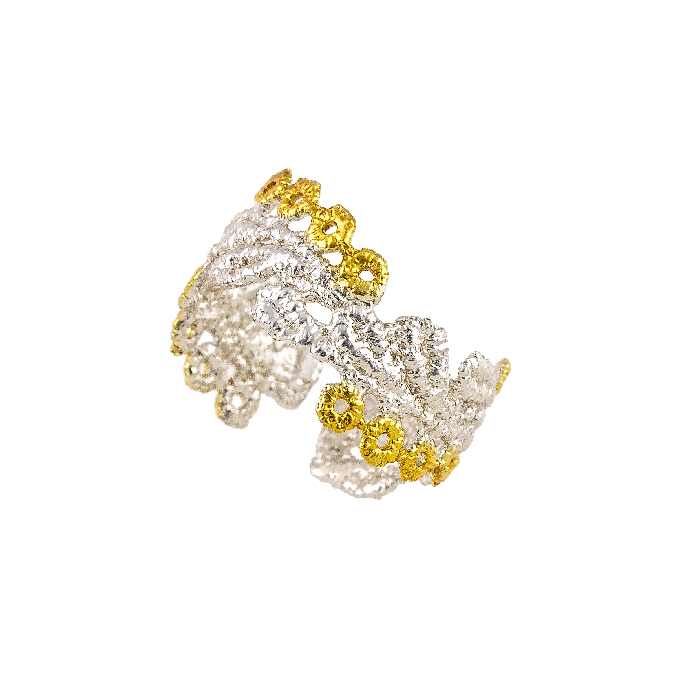 925° SILVER RING WITH GOLD-PLATED DETAILS