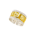 RING SILVER 925° GRECA DESIGN WITH GOLD PLATED DETAILS
