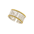 RING SILVER 925° GRECA DESIGN WITH GOLD PLATED DETAILS