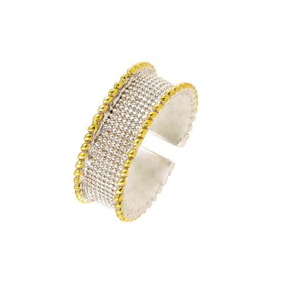 925° SILVER RING WITH GOLD-PLATED DETAILS