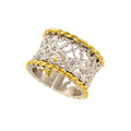 SILVER 925° RING WITH IRREGULAR DESIGN AND GOLD-PLATED DETAILS