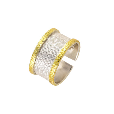 925° SILVER RING WITH GOLD-PLATED DETAILS