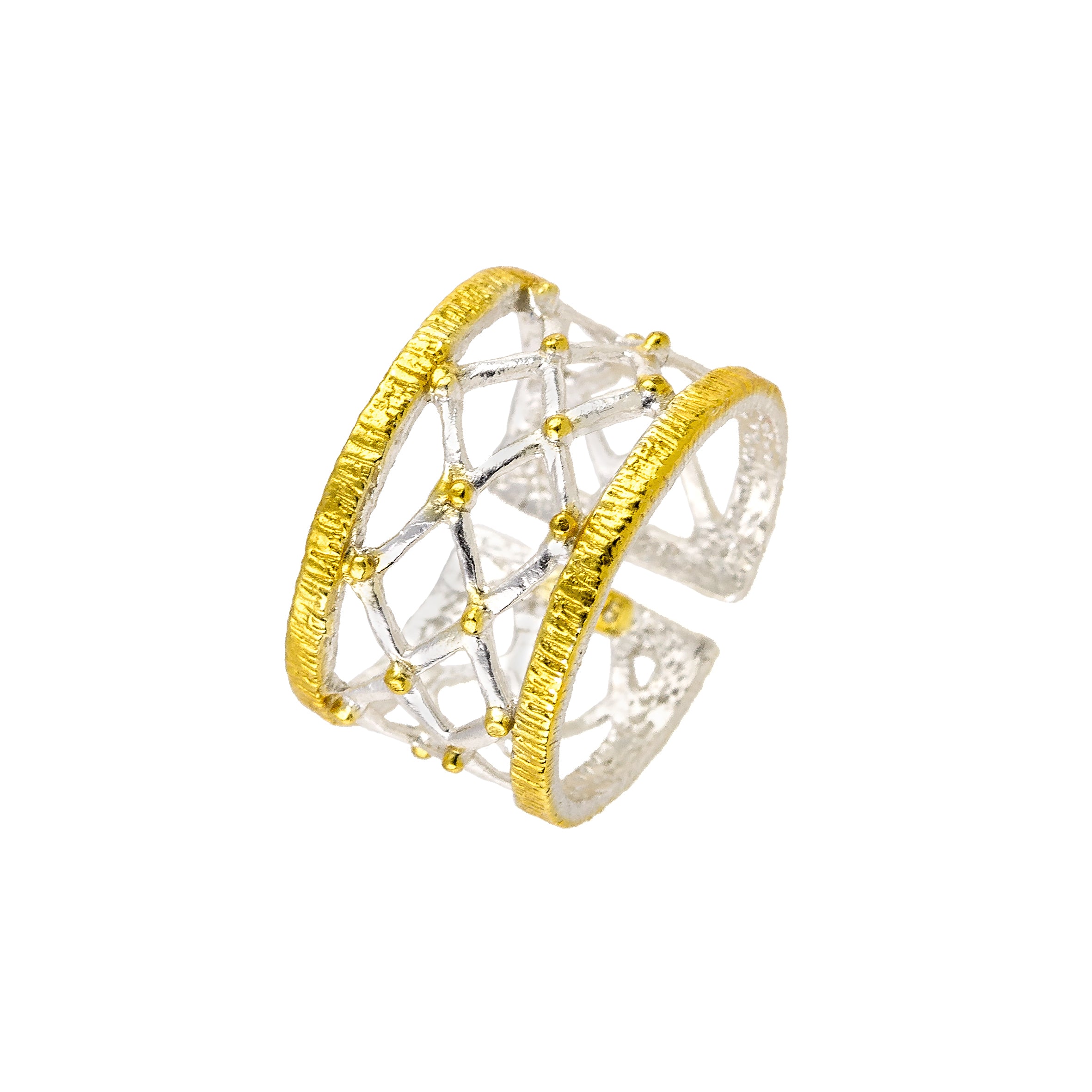 925° SILVER RING WITH GOLD-PLATED DETAILS