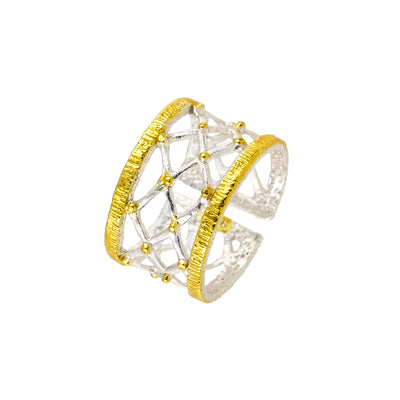 925° SILVER RING WITH GOLD-PLATED DETAILS