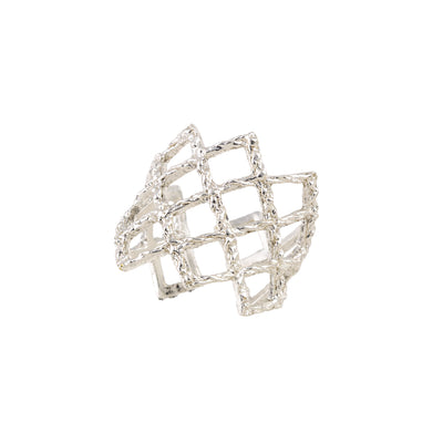RING SILVER 925° GRECA DESIGN WITH GOLD PLATED DETAILS