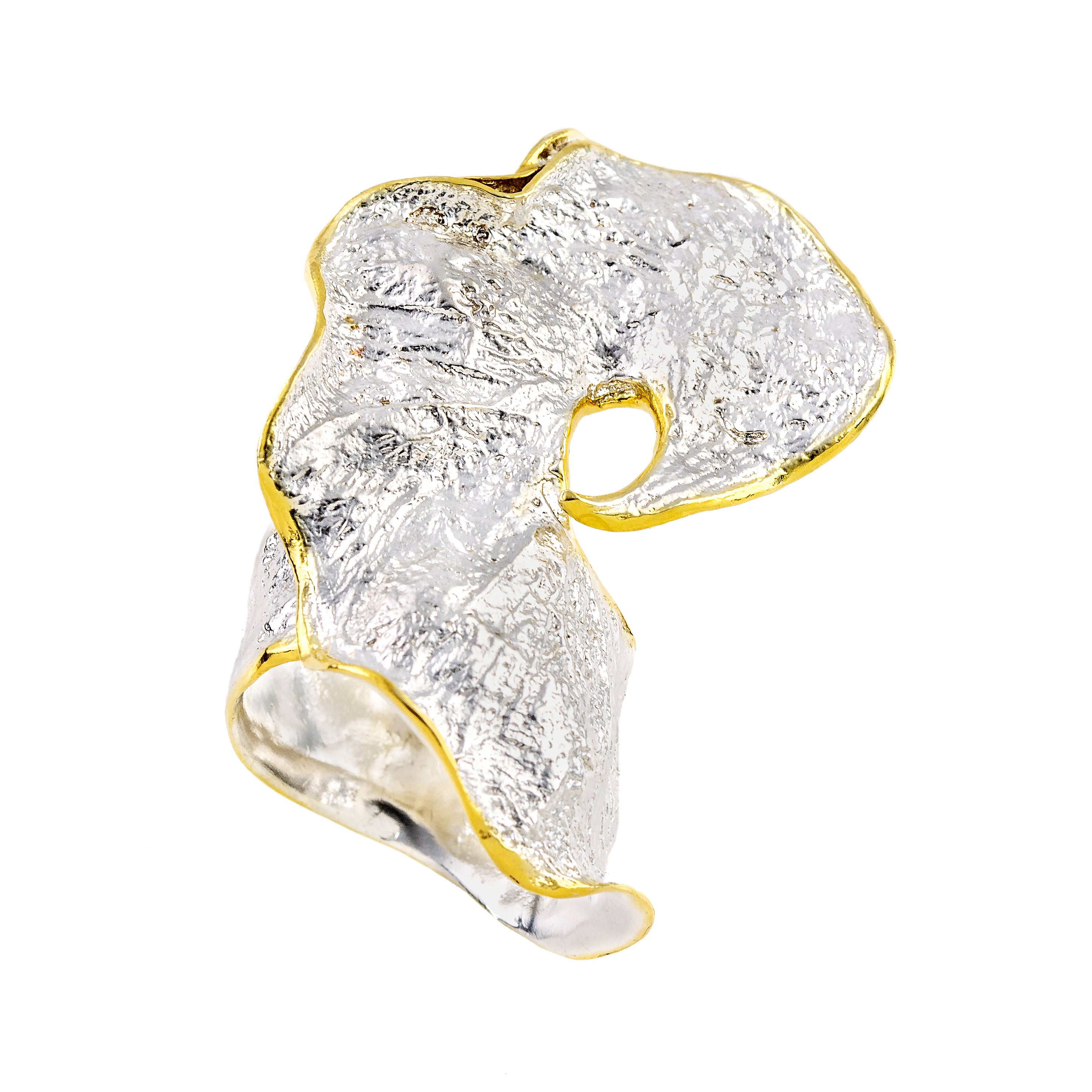 925° SILVER RING WITH GOLD-PLATED DETAILS