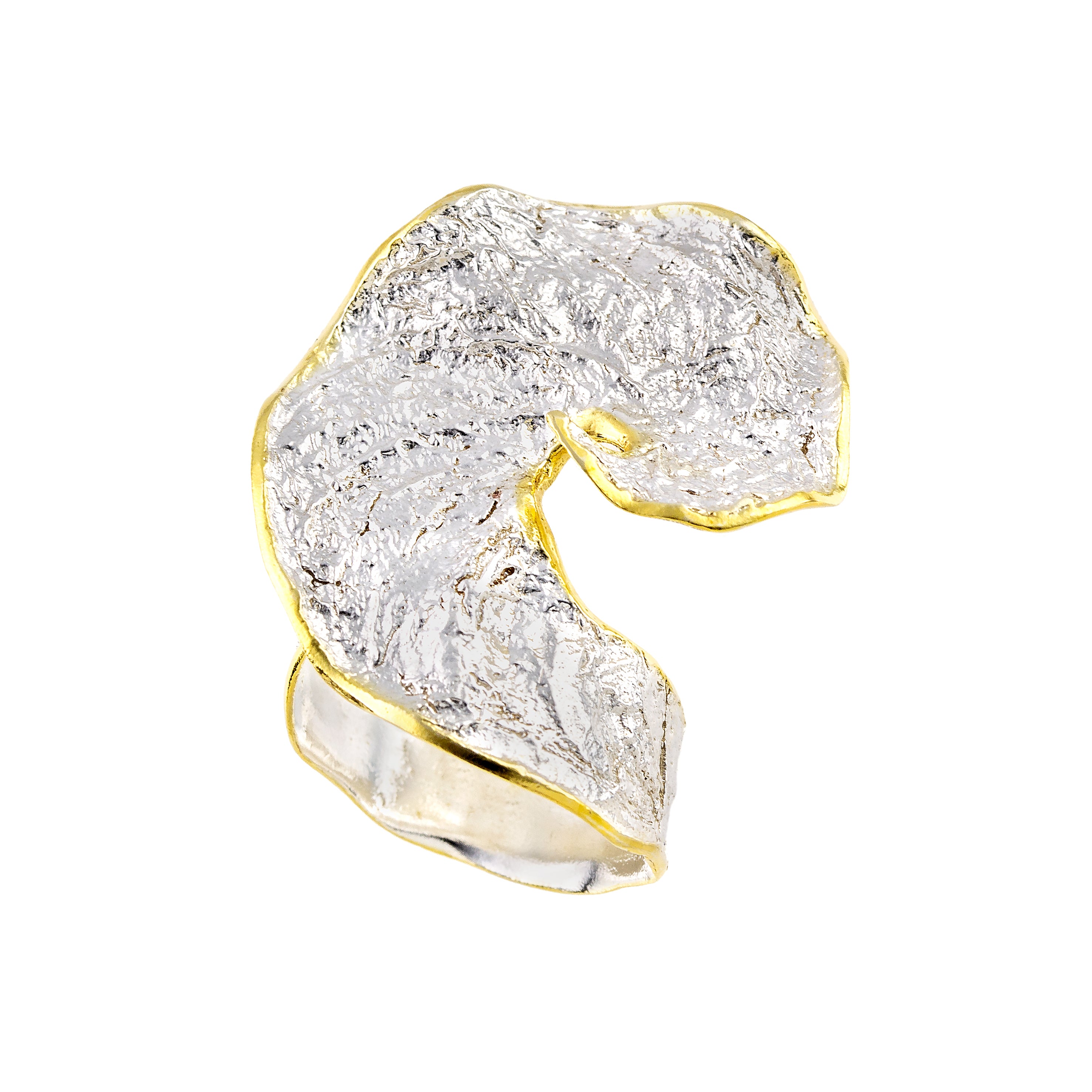 925° SILVER RING WITH GOLD-PLATED DETAILS