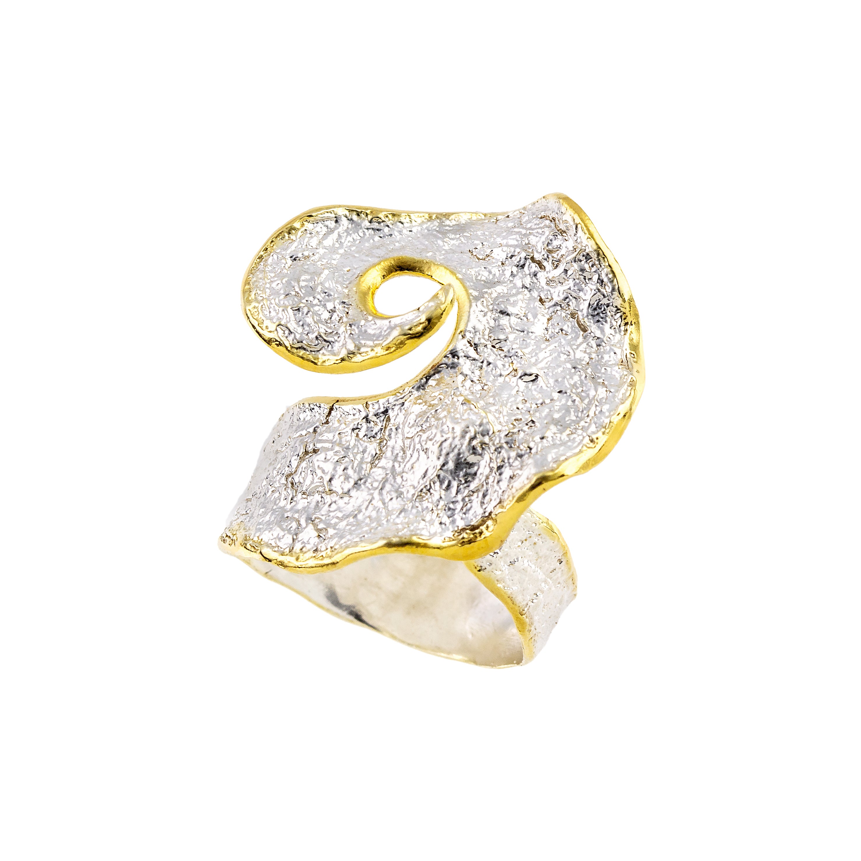 925° SILVER RING WITH GOLD-PLATED DETAILS