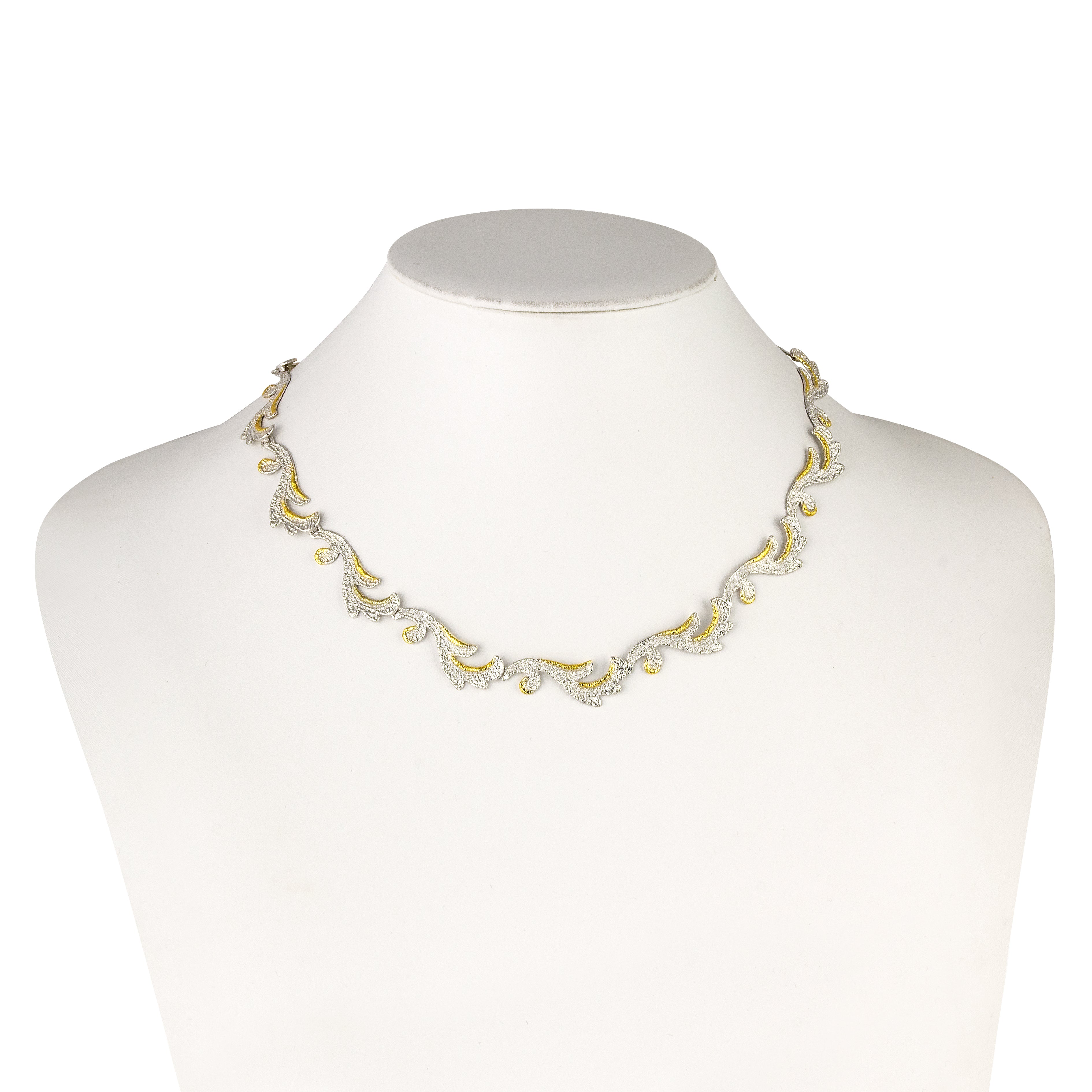 SILVER 925° NECKLACE WITH GOLD PLATED DETAILS