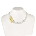 925 STERLING SILVER NECKLACE WITH GREEK KEY DESIGN, GOLD-PLATED OLIVE, AND BLACK PLATINUM DETAILS