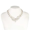 SILVER 925° NECKLACE LARGE OLIVE DESIGN WITH GOLD-PLATED DETAILS
