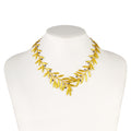 NECKLACE SILVER 925° GOLD PLATED OLIVE DESIGN LARGE WITH BLACK PLATING DETAILS