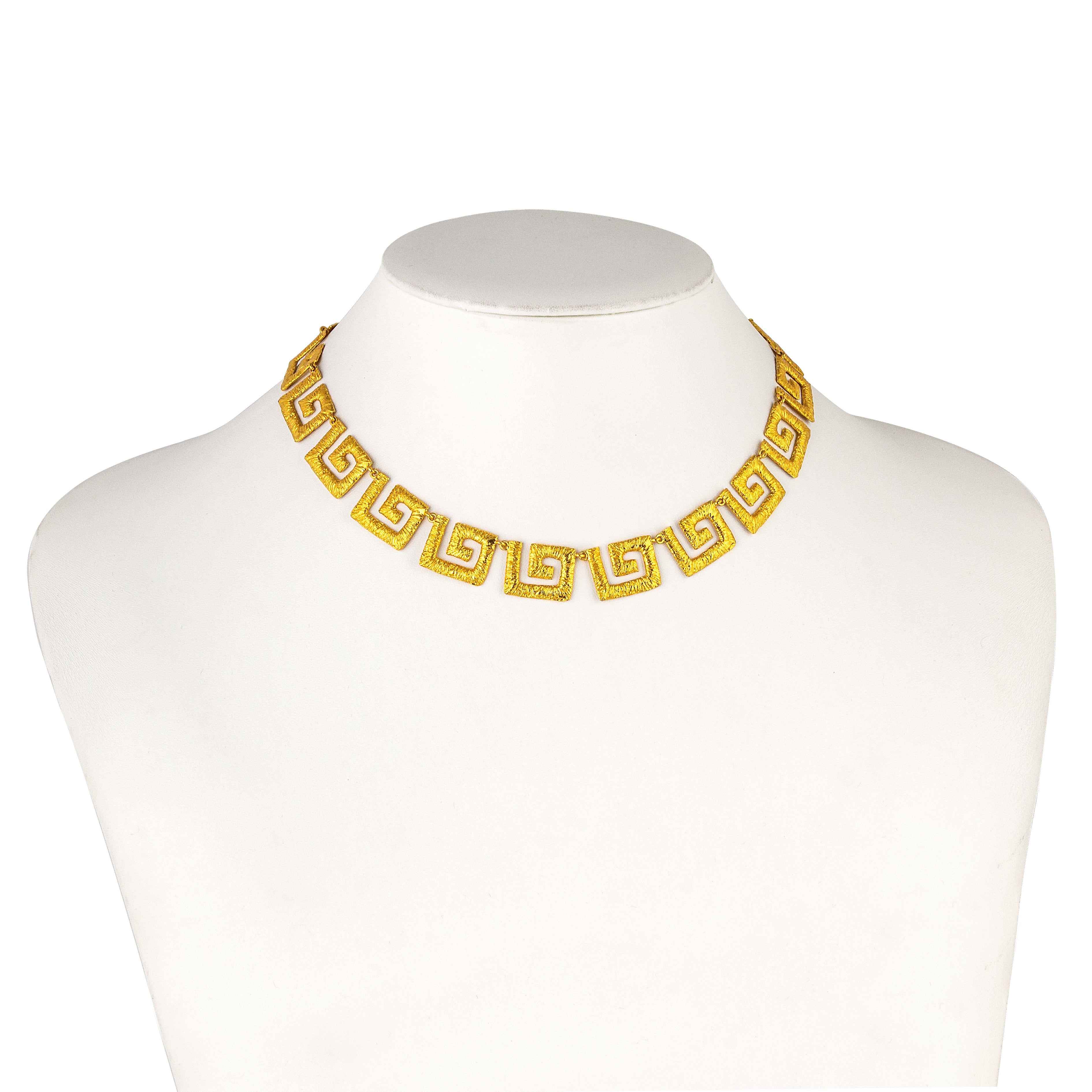 NECKLACE SILVER 925° GOLD PLATED LARGE GREEK KEY DESIGN