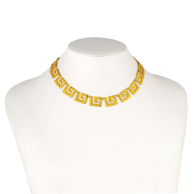 NECKLACE SILVER 925° GOLD PLATED LARGE GREEK KEY DESIGN