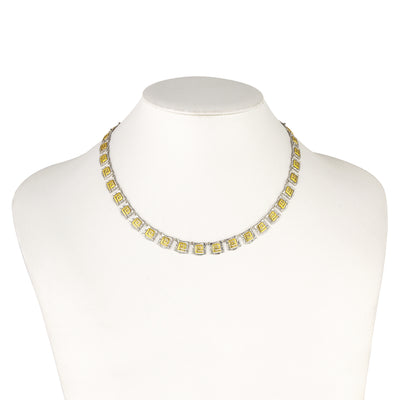 STERLING SILVER 925° NECKLACE GRECA DESIGN WITH GOLD PLATED DETAILS