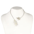 OPEN NECKLACE SILVER 925° LARGE OLIVE DESIGN WITH GOLD-PLATED DETAILS
