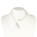 OPEN NECKLACE 925° SILVER SMALL OLIVE DESIGN WITH GOLD-PLATED DETAILS