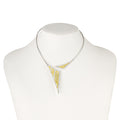OPEN NECKLACE SILVER 925° GRECA TRIANGULAR DESIGN WITH GOLD-PLATED DETAILS