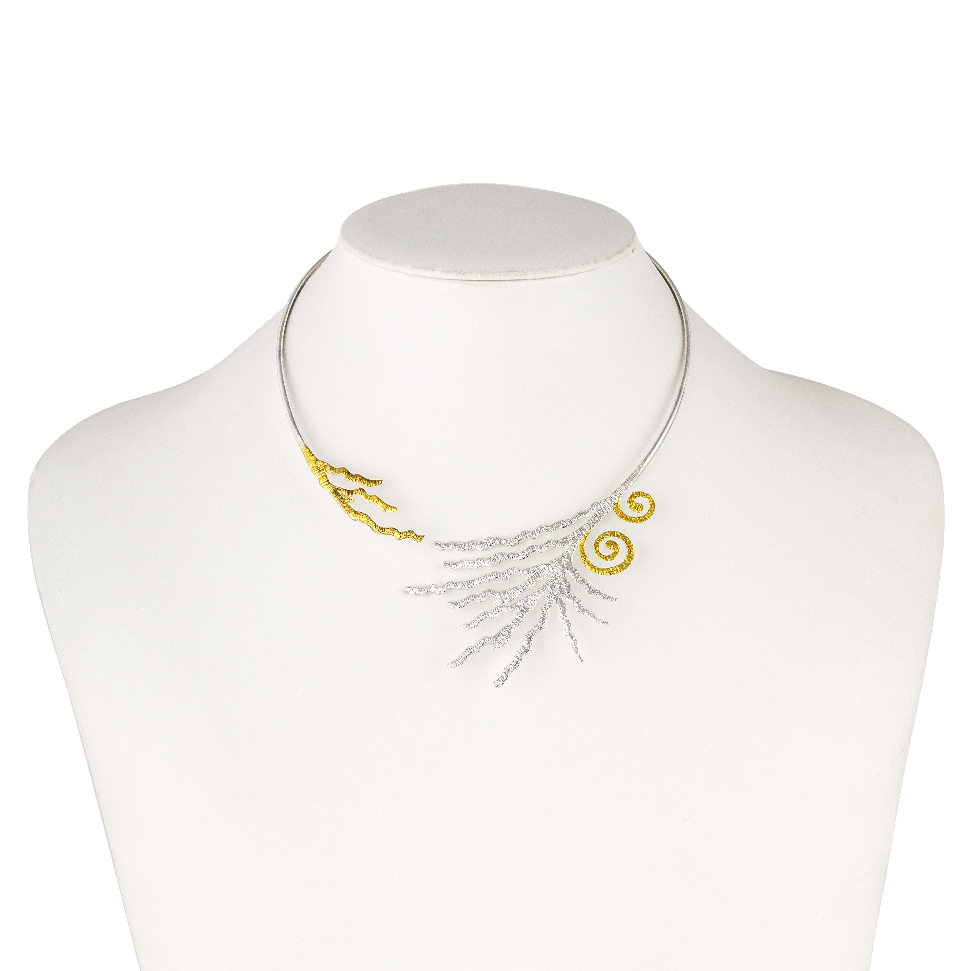 OPEN NECKLACE STERLING SILVER 925° WITH GOLD-PLATED DETAILS