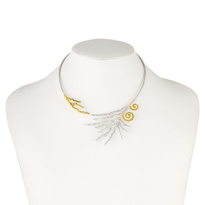 OPEN NECKLACE STERLING SILVER 925° WITH GOLD-PLATED DETAILS