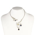 OPEN NECKLACE SILVER 925° WITH ZIRCON AND GOLD PLATED DETAILS