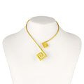 OPEN NECKLACE GOLD PLATED SILVER 925° GRECA DESIGN