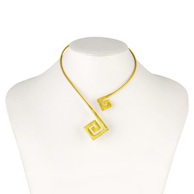 OPEN NECKLACE GOLD PLATED SILVER 925° GRECA DESIGN
