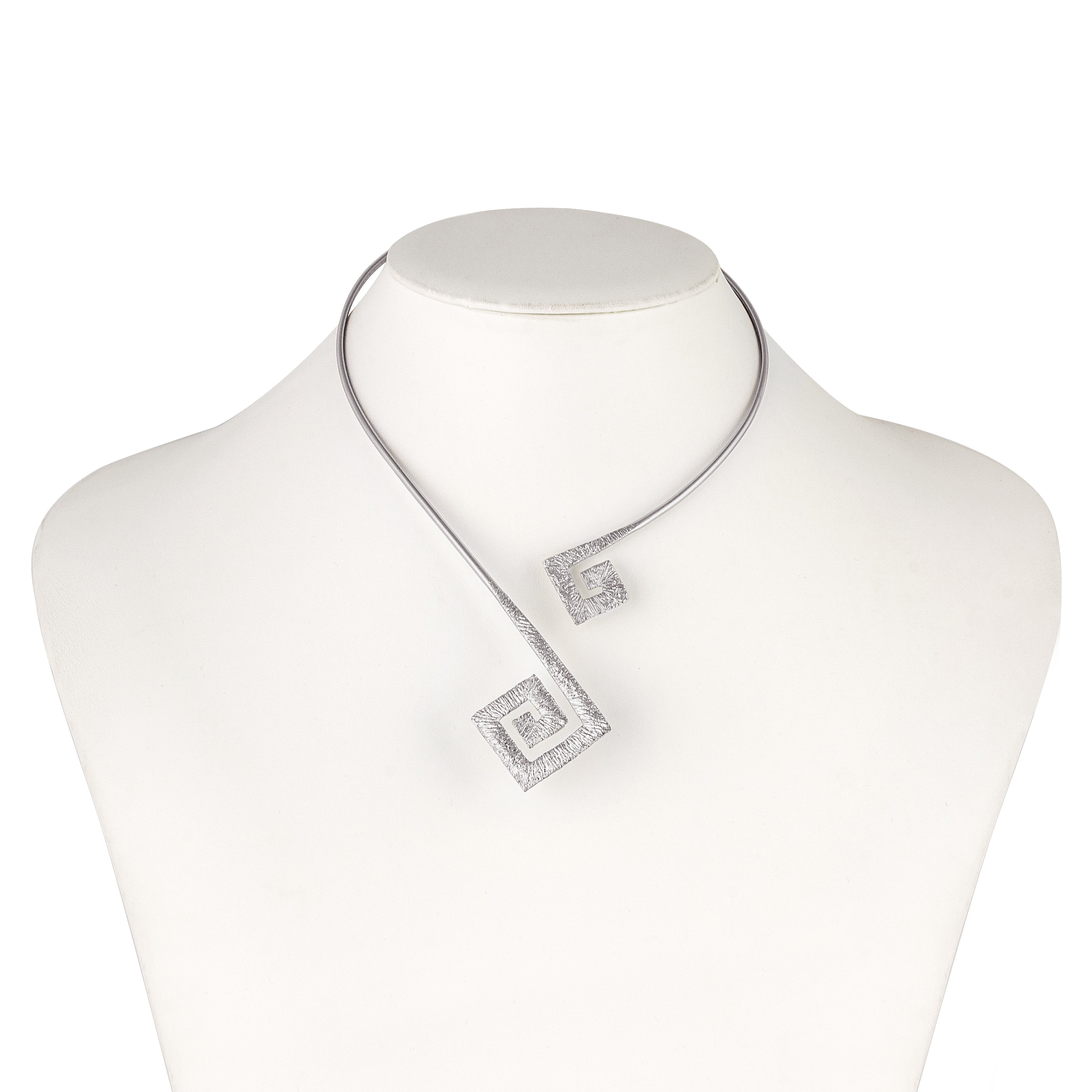 OPEN NECKLACE SILVER 925° GRECA DESIGN