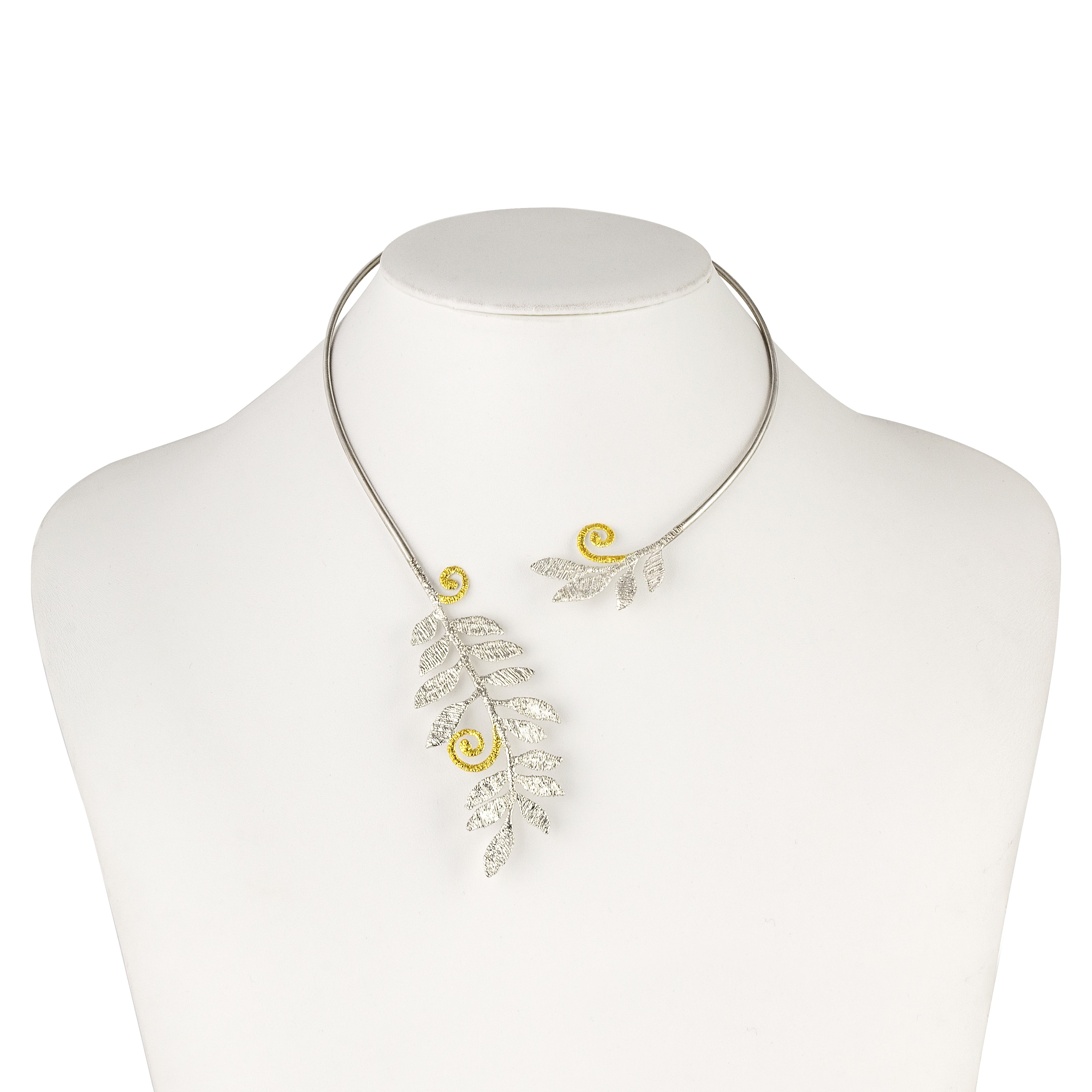 OPEN NECKLACE STERLING SILVER 925° WITH GOLD-PLATED DETAILS