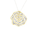SILVER 925° PENDANT FLOWER SPIRAL DESIGN WITH GOLD PLATED DETAILS