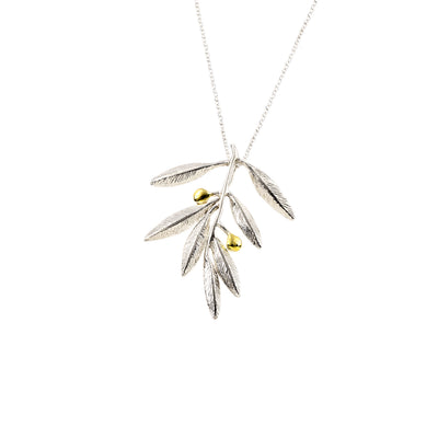 925° SILVER PENDANT - OLIVE DESIGN WITH GOLD-PLATED DETAILS