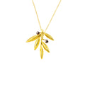 925° SILVER GOLD-PLATED PENDANT, OLIVE DESIGN WITH BLACK PLATINUM DETAILS