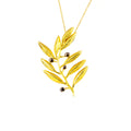 925° SILVER GOLD-PLATED PENDANT, OLIVE DESIGN WITH BLACK PLATINUM DETAILS