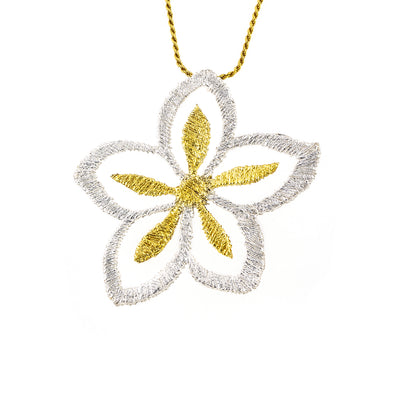 SILVER 925° PENDANT FLOWER DESIGN WITH GOLD-PLATED DETAILS