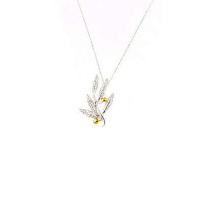 925° SILVER PENDANT - OLIVE DESIGN WITH GOLD-PLATED DETAILS