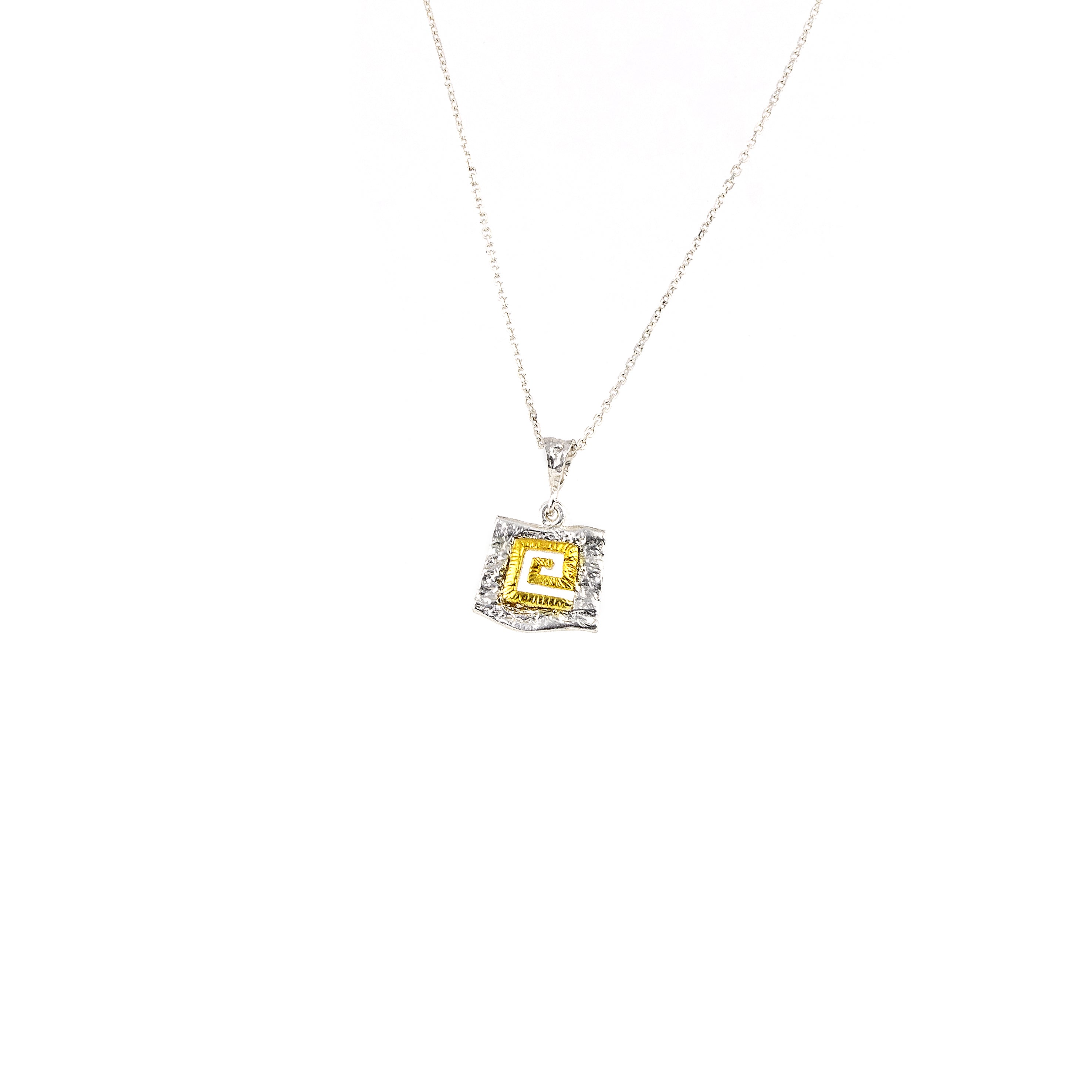 925° SILVER PENDANT GRECA DESIGN WITH GOLD PLATED DETAILS