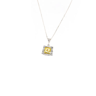925° SILVER PENDANT GRECA DESIGN WITH GOLD PLATED DETAILS